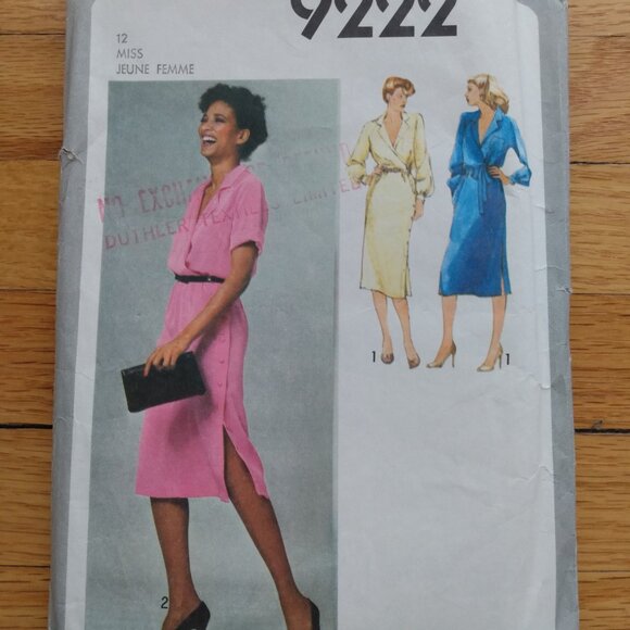 Vintage Mock Wrap Dress Sewing Pattern Size 12 Simplicity 9222 70s Retro - Picture 16 of 16